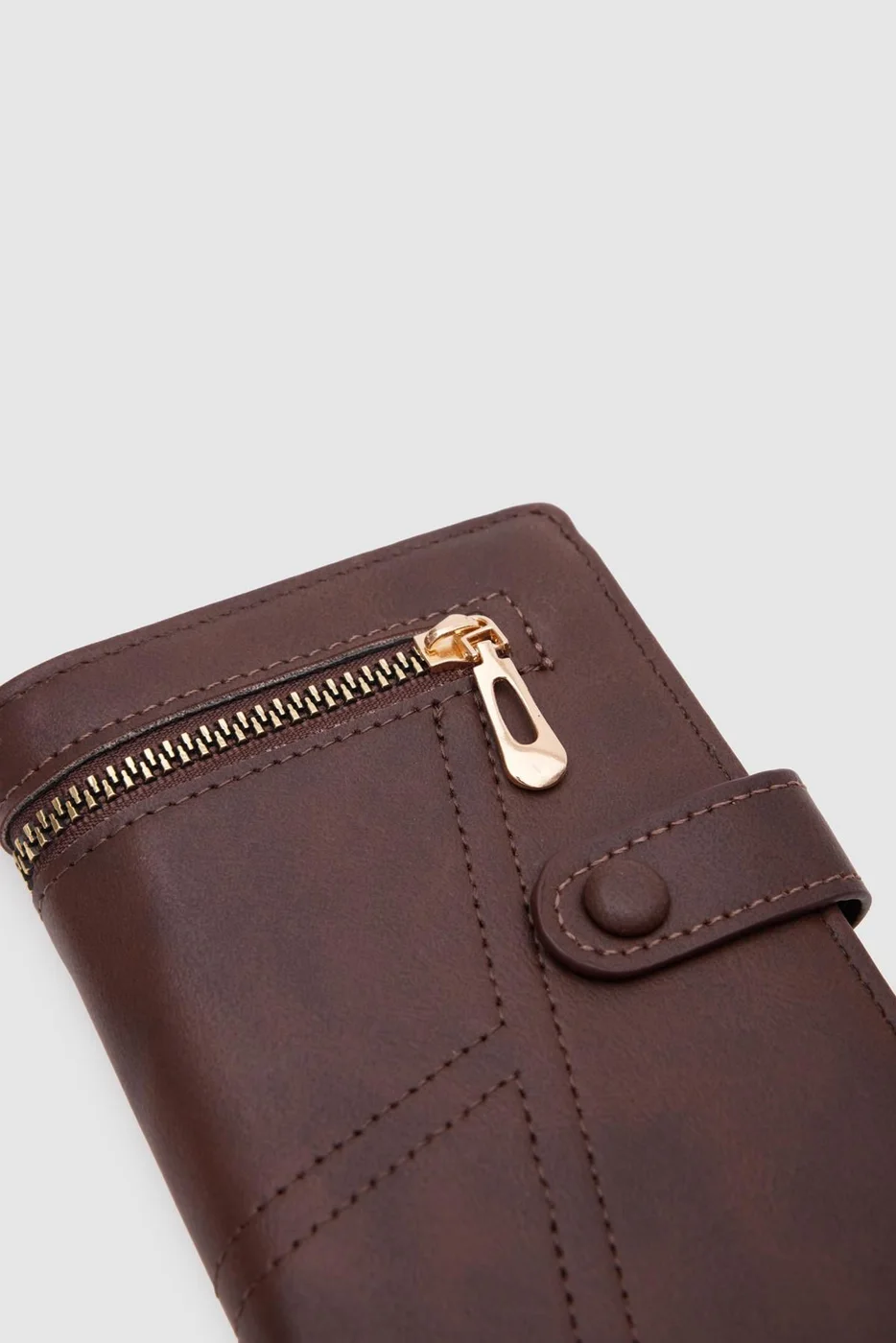 faux leather wallet in dark brown