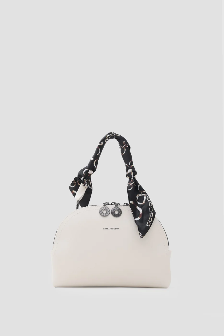 Faux leather crossbody bag with scarf detail in cream