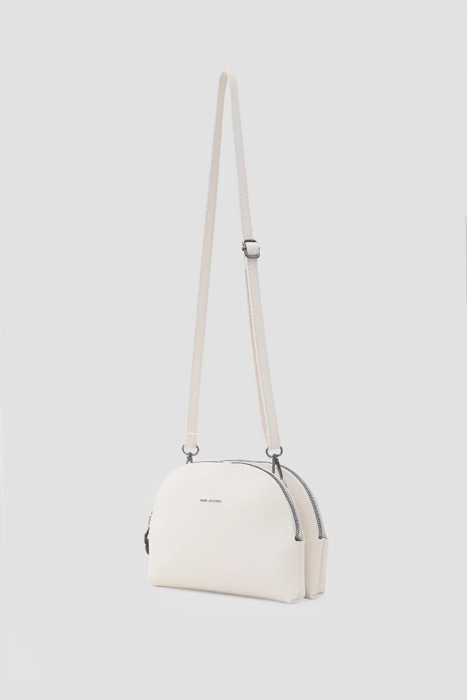 Faux leather crossbody bag with scarf detail in cream