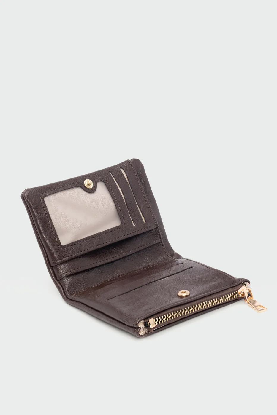 Faux leather wallet for stylish organization in dark brown