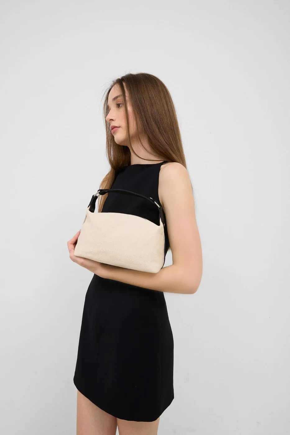 Canvas crossbody bag for daily use in black