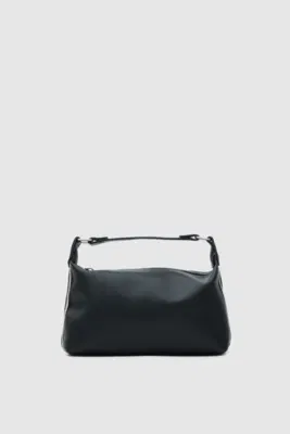 Faux leather crossbody bag in black