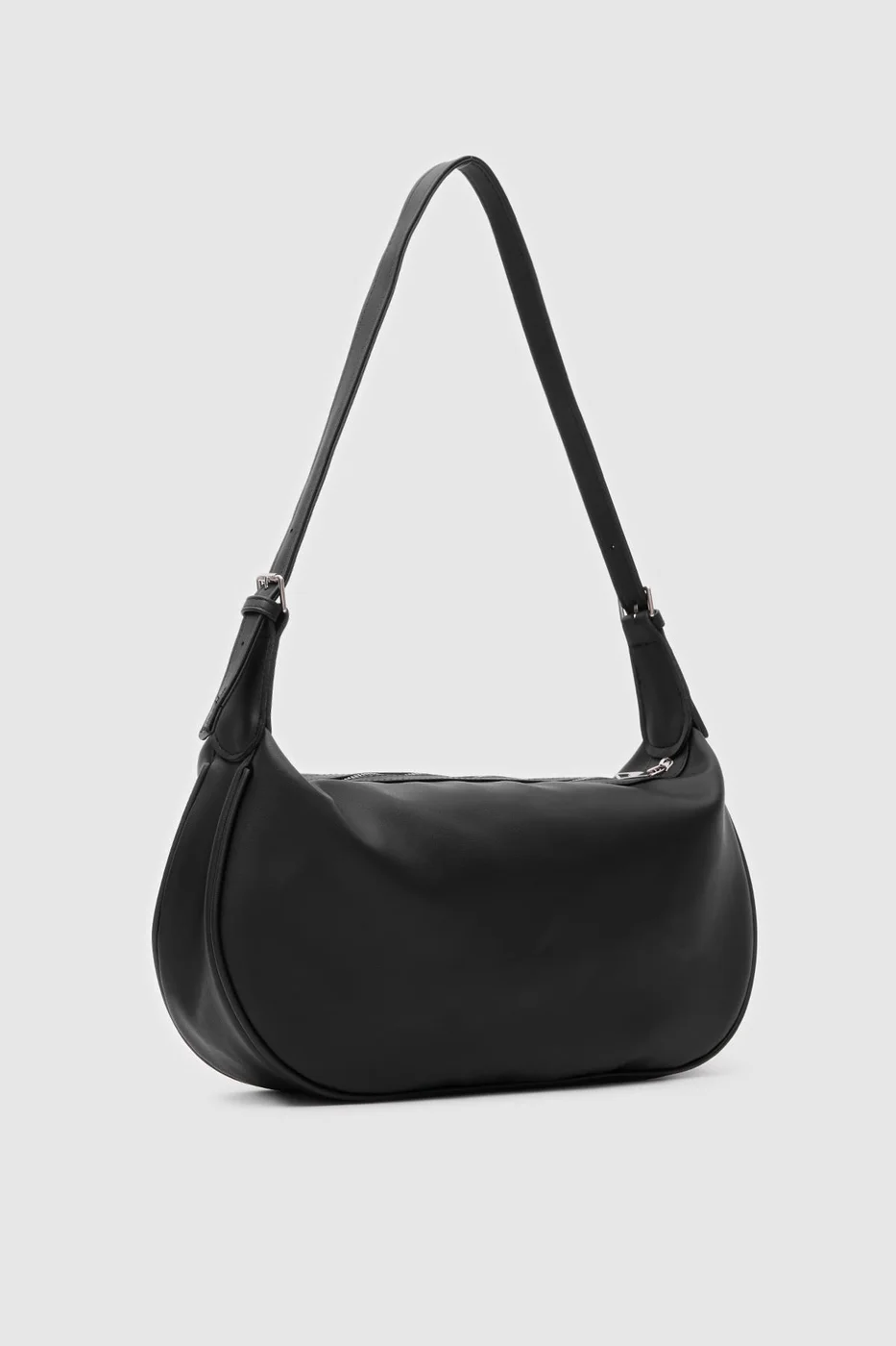 Faux leather shoulder bag in black