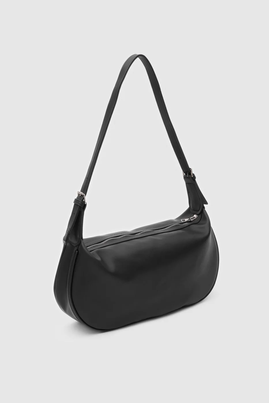 Faux leather shoulder bag in black