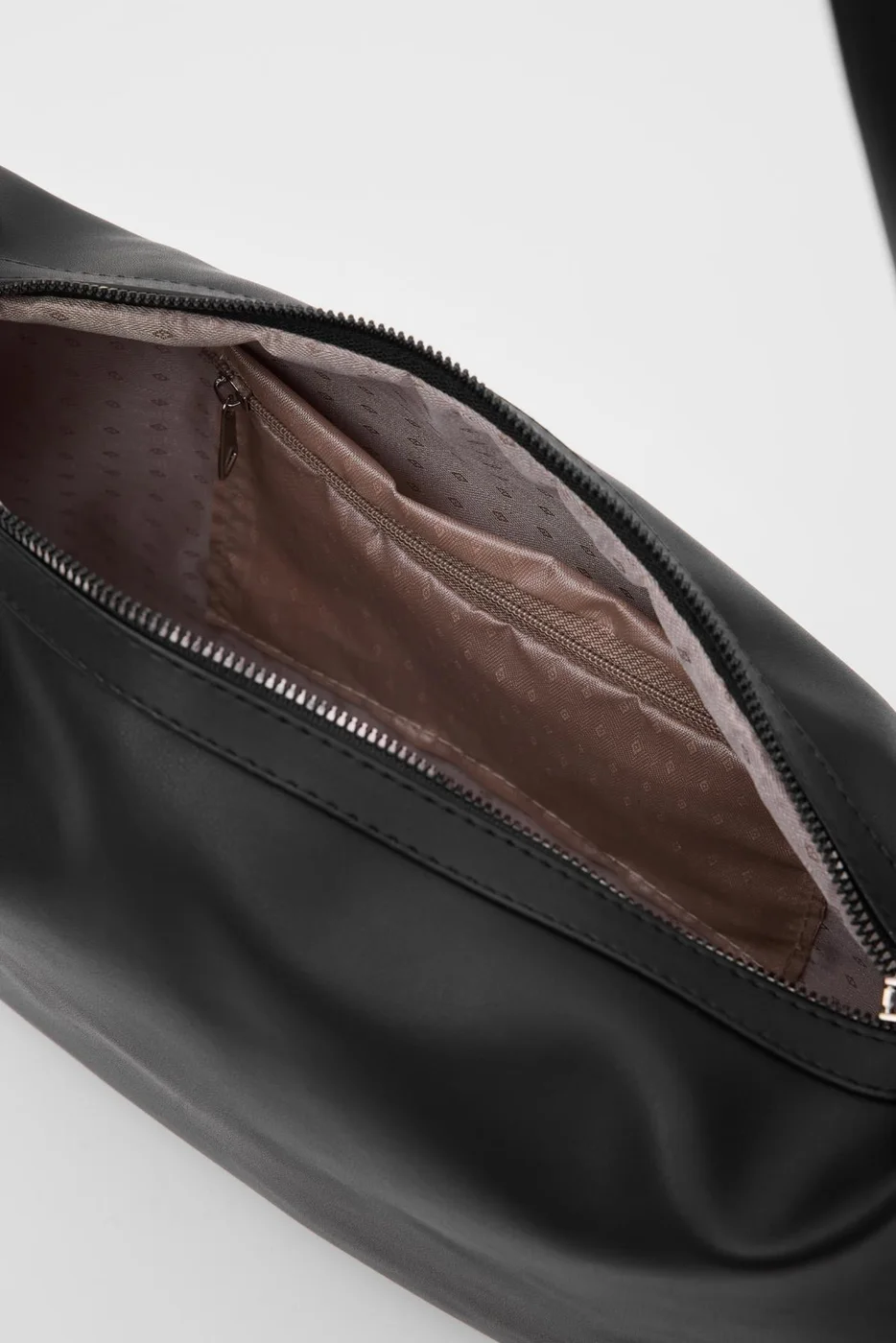 Faux leather shoulder bag in black