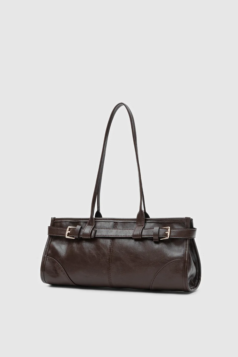 faux leather baguette bag faux leather baguette bag in dark brown
