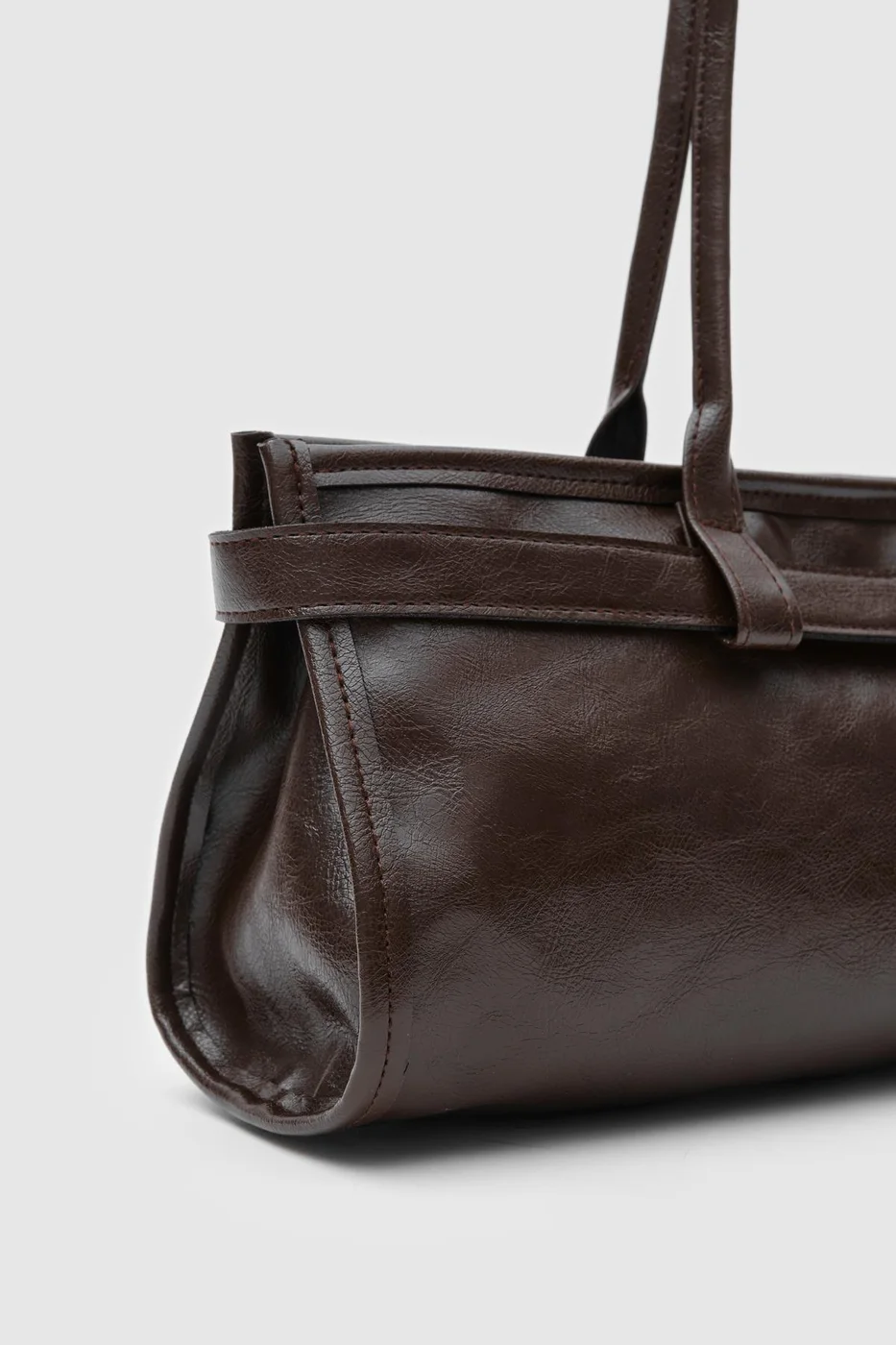 faux leather baguette bag faux leather baguette bag in dark brown