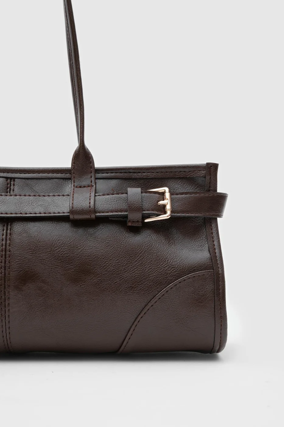 faux leather baguette bag faux leather baguette bag in dark brown