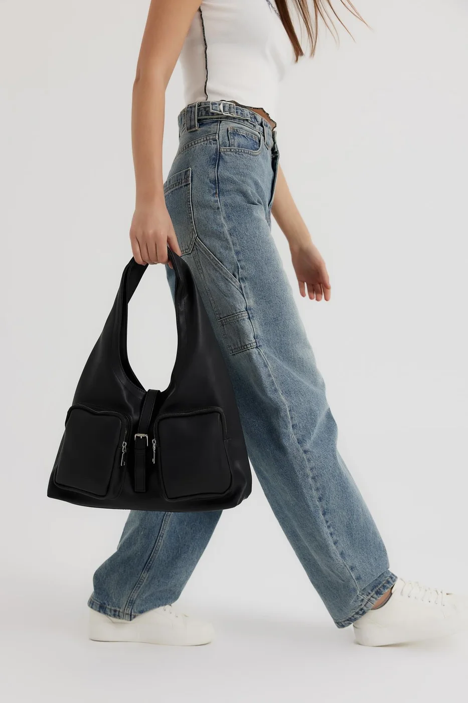 faux leather shoulder bag