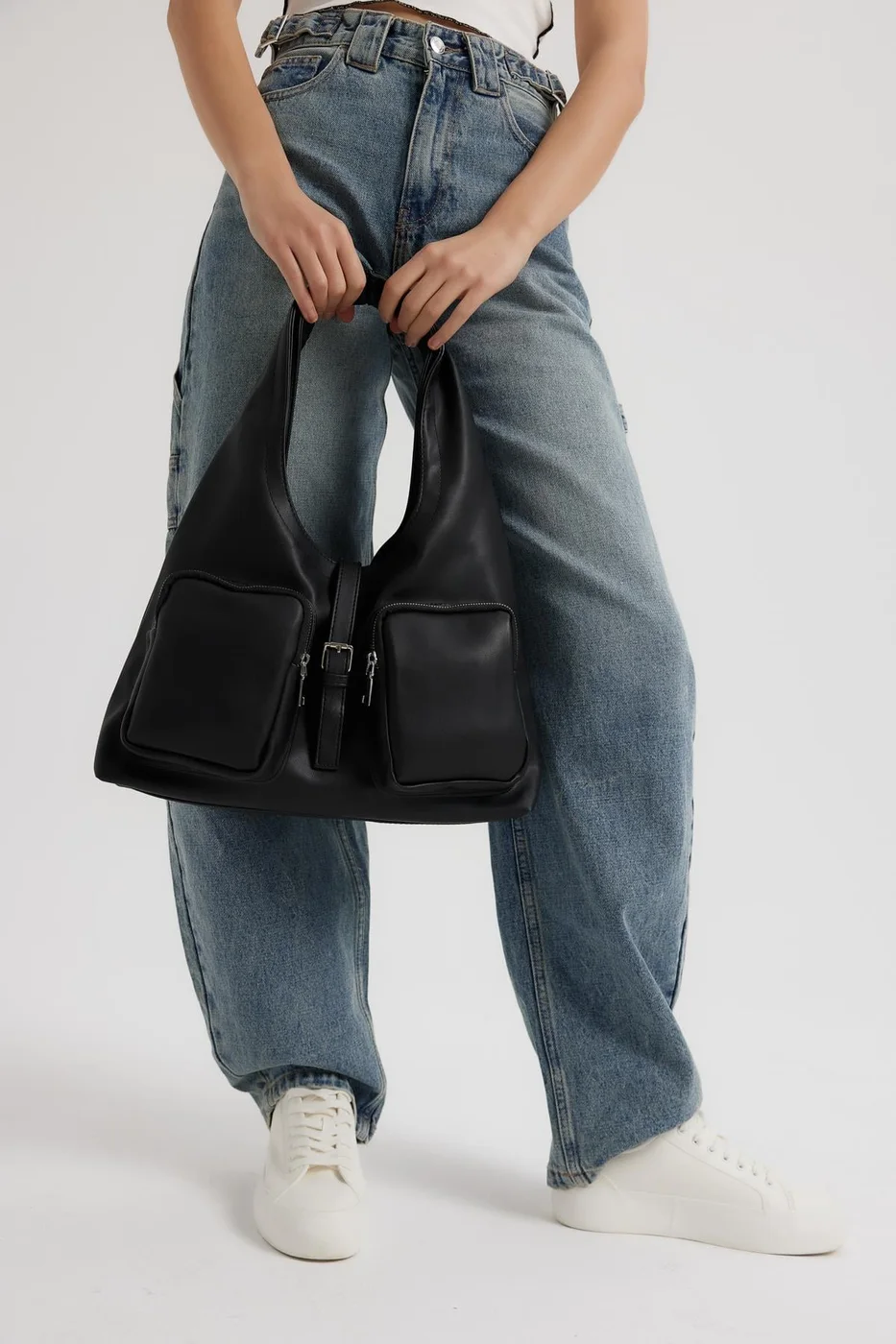 faux leather shoulder bag