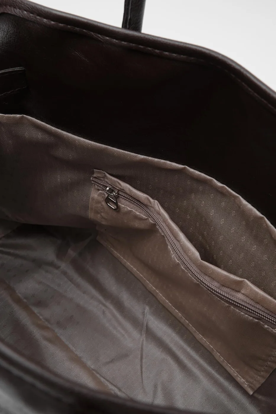 Faux leather shoulder bag in dark brown