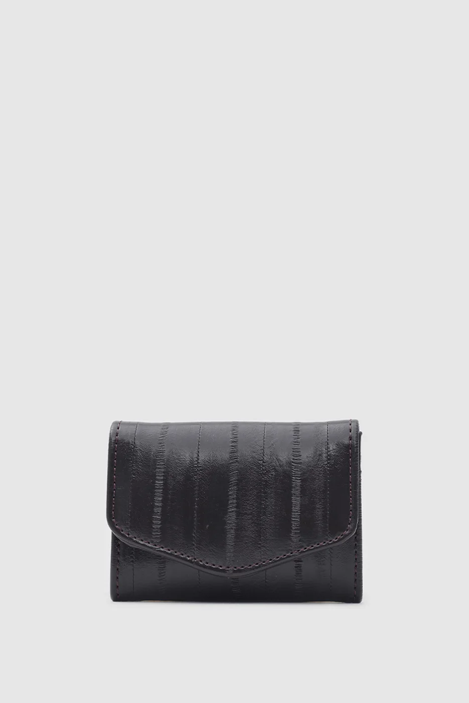 faux leather wallet with crocodile texture in dark brown