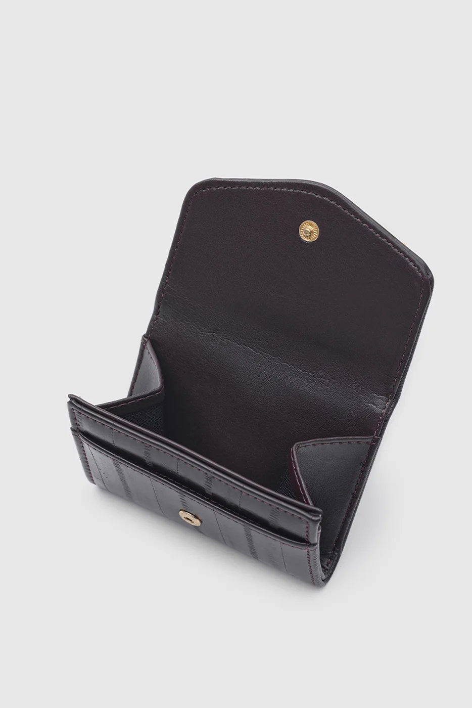 faux leather wallet with crocodile texture in dark brown
