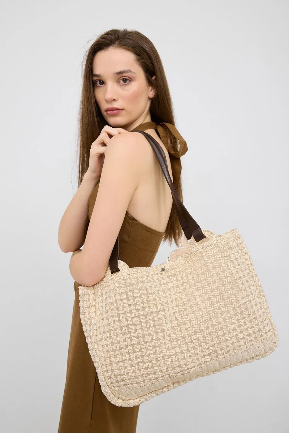 macrame shoulder bag macrame shoulder bag in cream