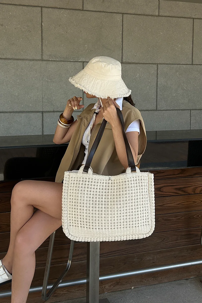 macrame shoulder bag macrame shoulder bag in cream