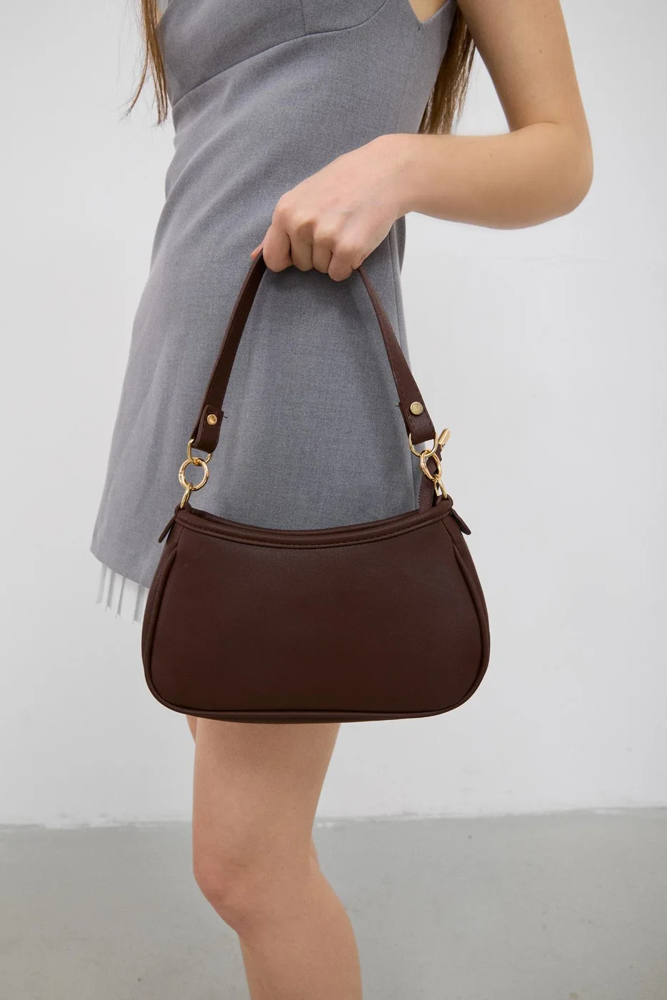 faux leather baguette bag