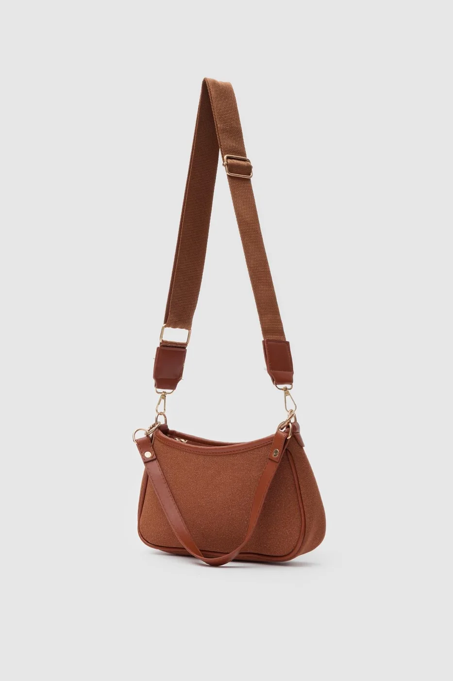 faux suede baguette bag