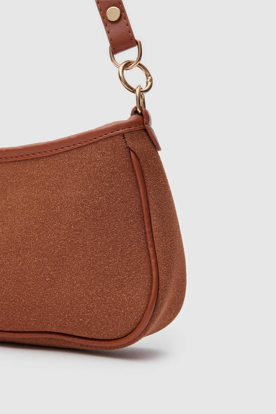 faux suede baguette bag
