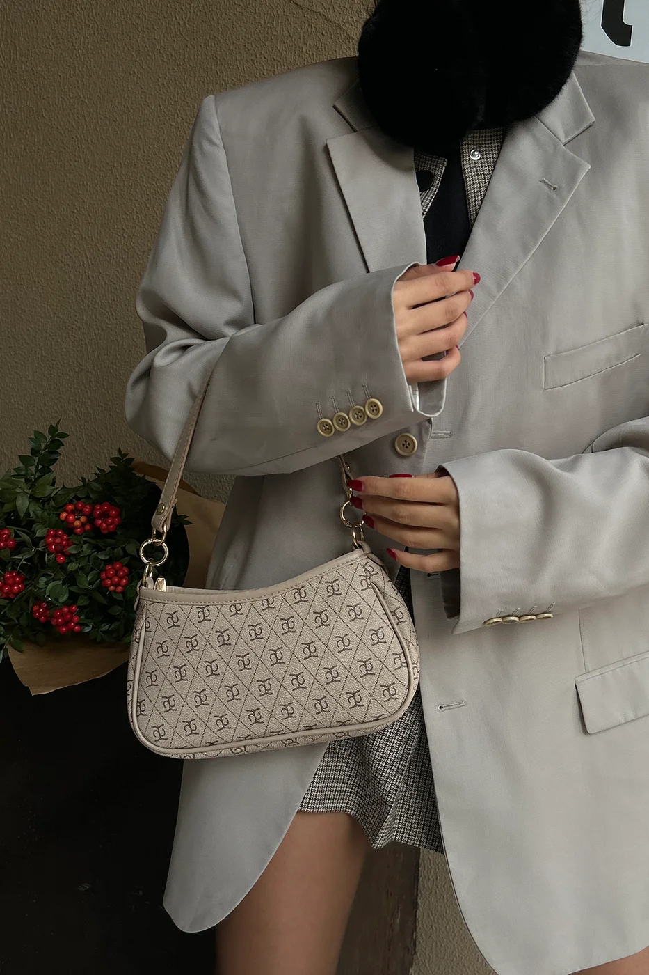 monogram crossbody bag in beige
