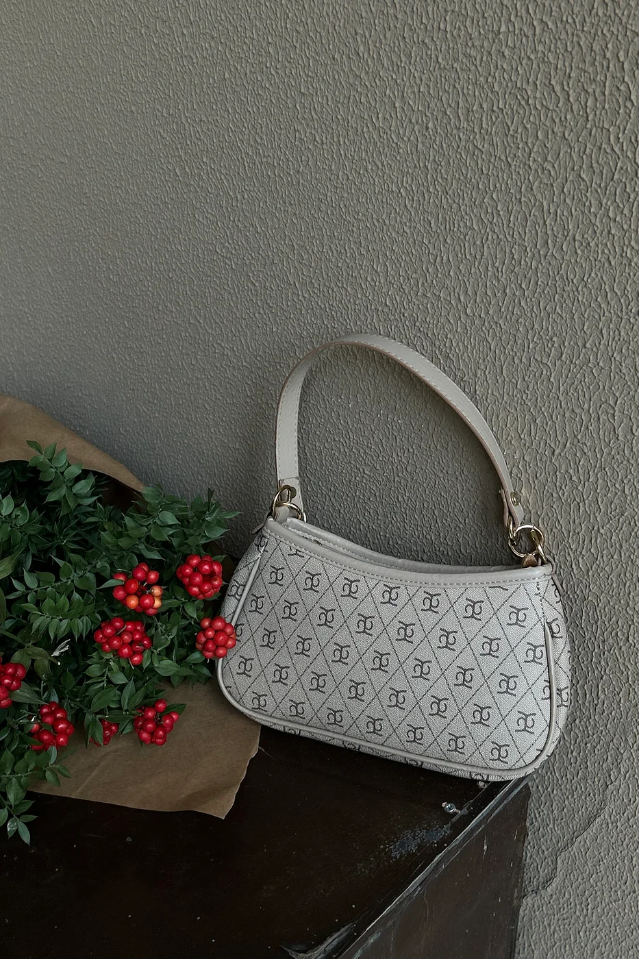 monogram crossbody bag in beige