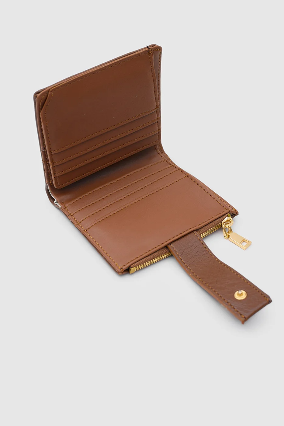 faux leather wallet in dark brown