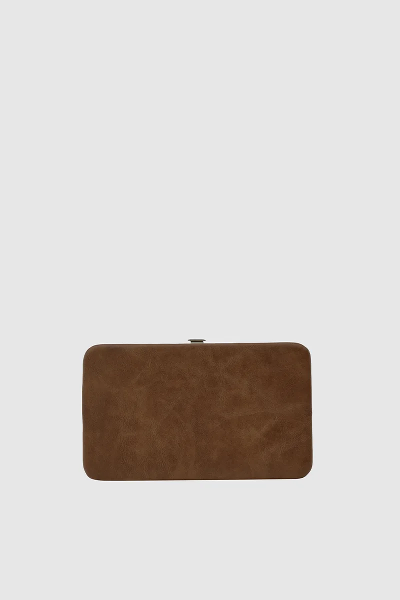 faux leather wallet in tan