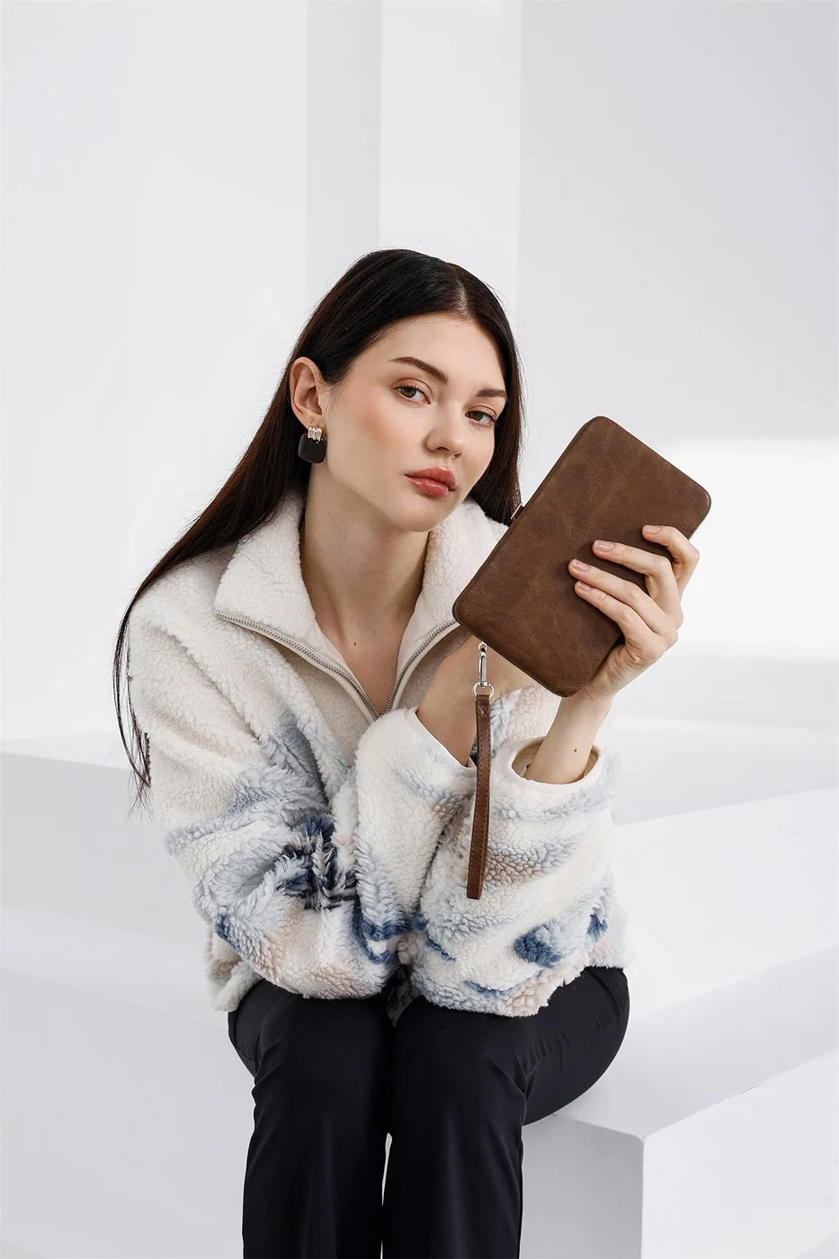 faux leather wallet in tan