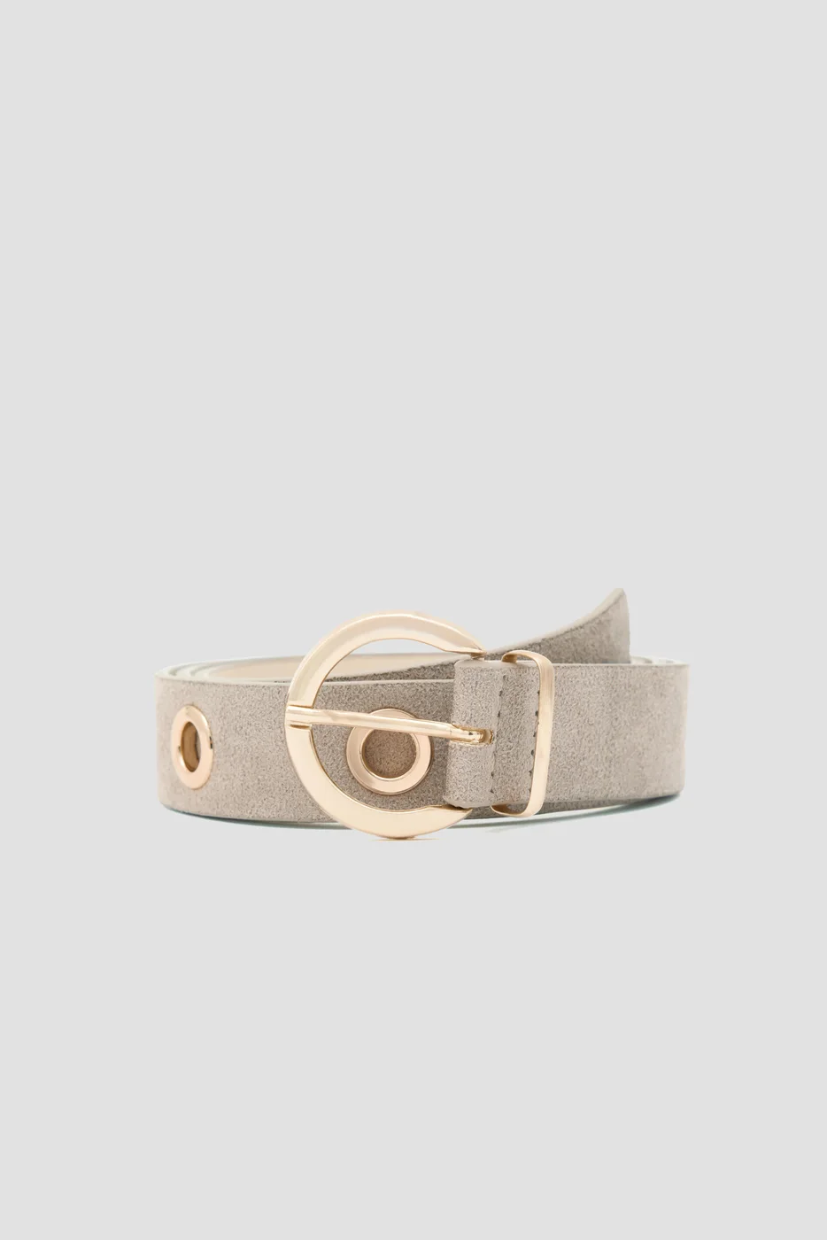 faux suede belt in taupe