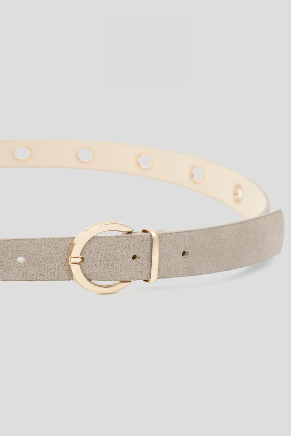 faux suede belt in taupe