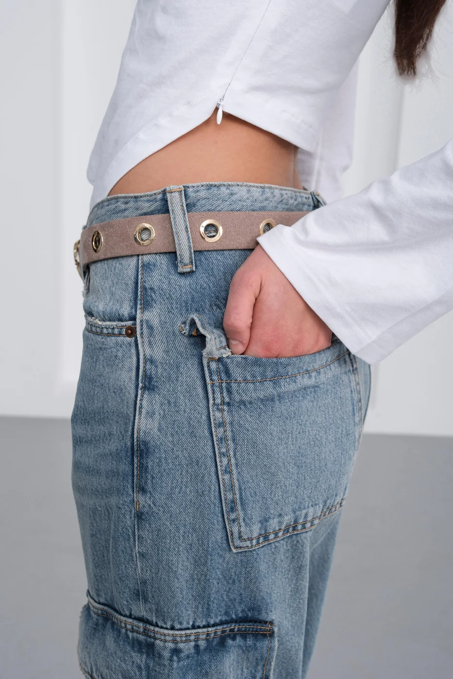 faux suede belt in taupe