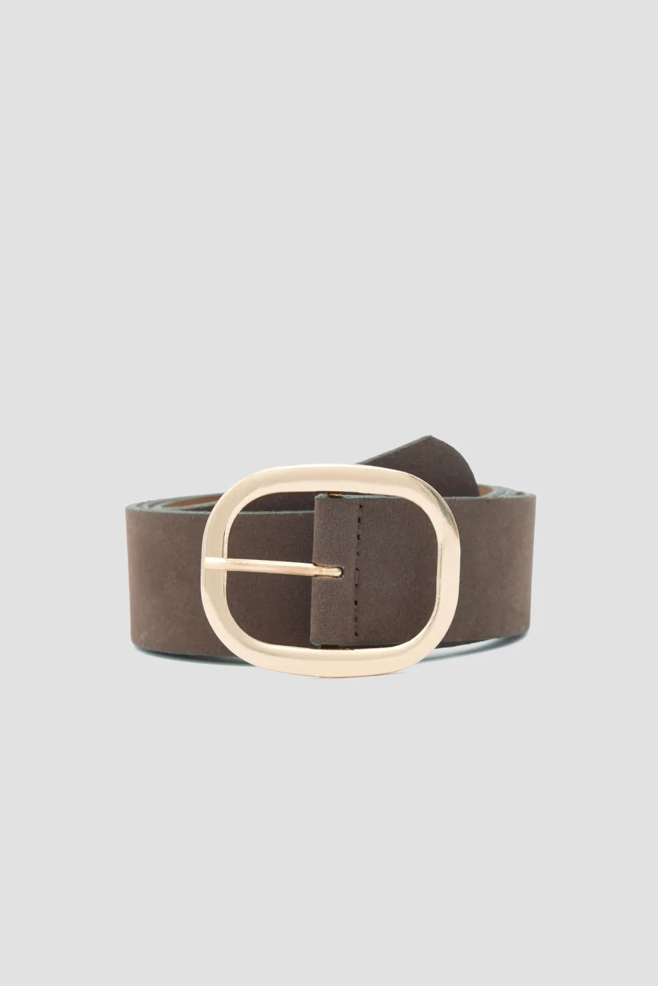 Faux suede belt with buckle in brown