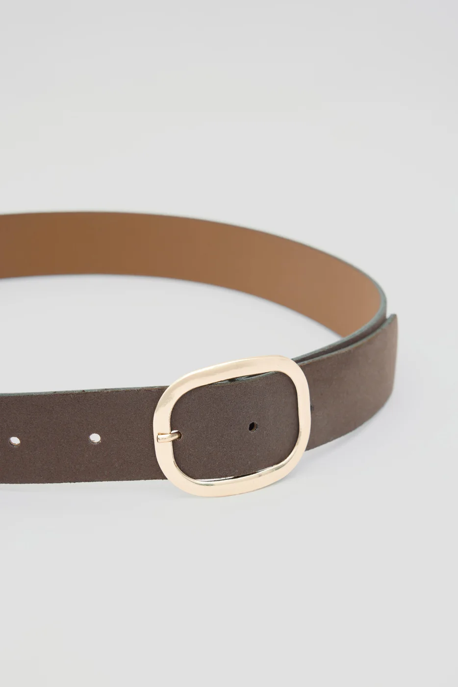 Faux suede belt with buckle in brown