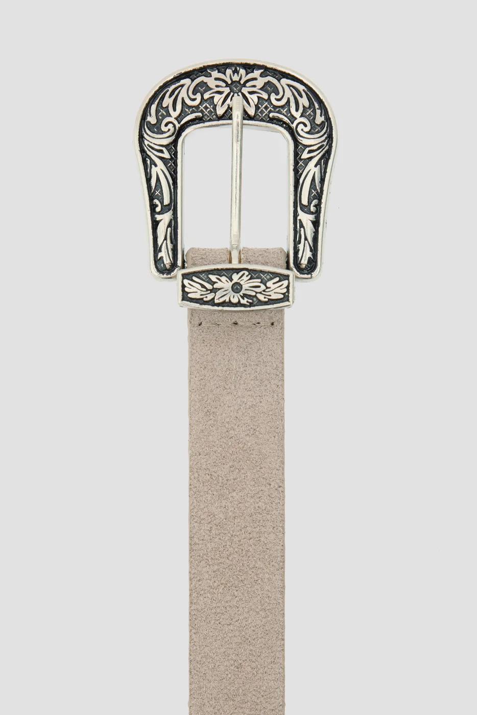 faux suede belt in taupe