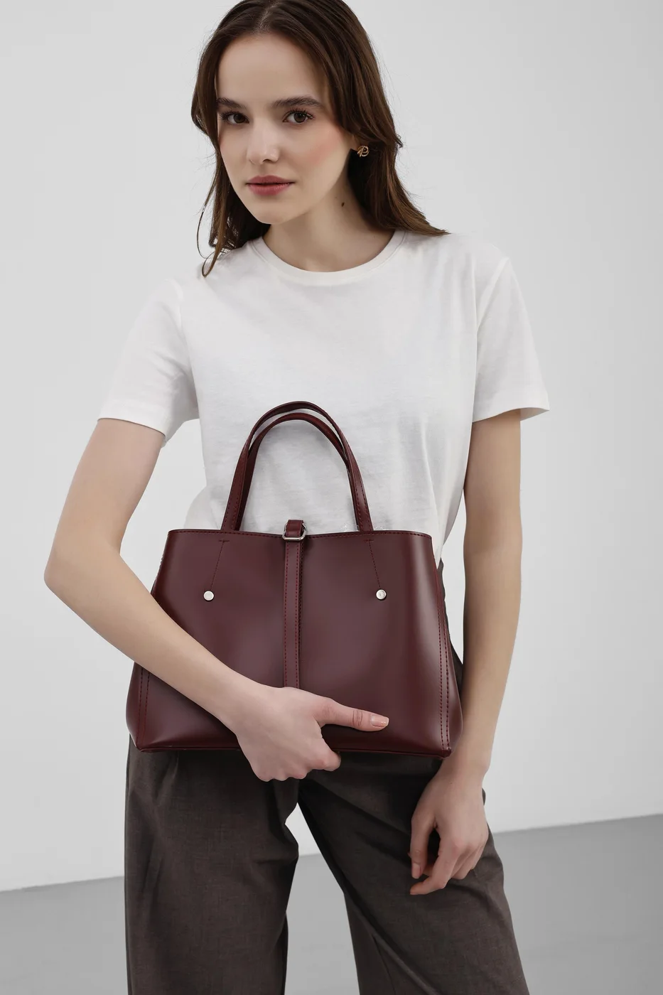 faux leather shoulder bag faux leather shoulder bag in burgundy