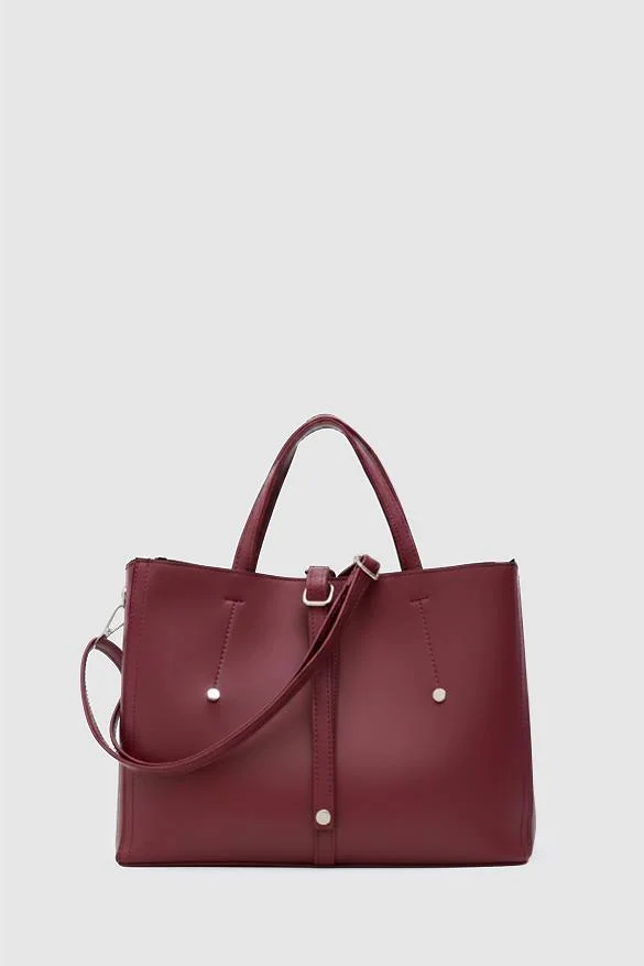 faux leather shoulder bag faux leather shoulder bag in burgundy