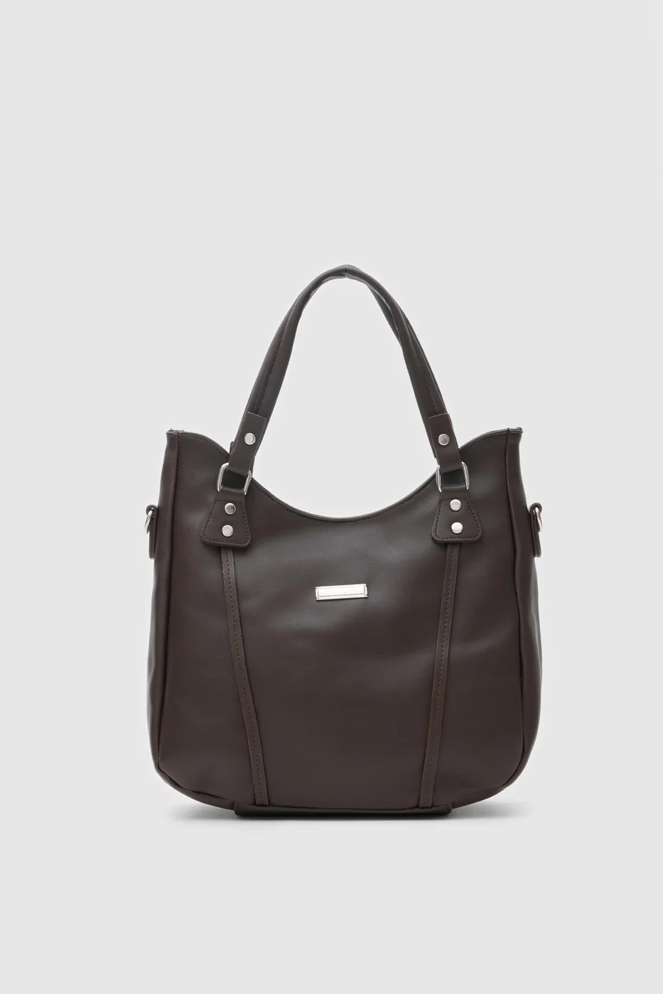 faux leather shoulder bag faux leather shoulder bag in dark brown