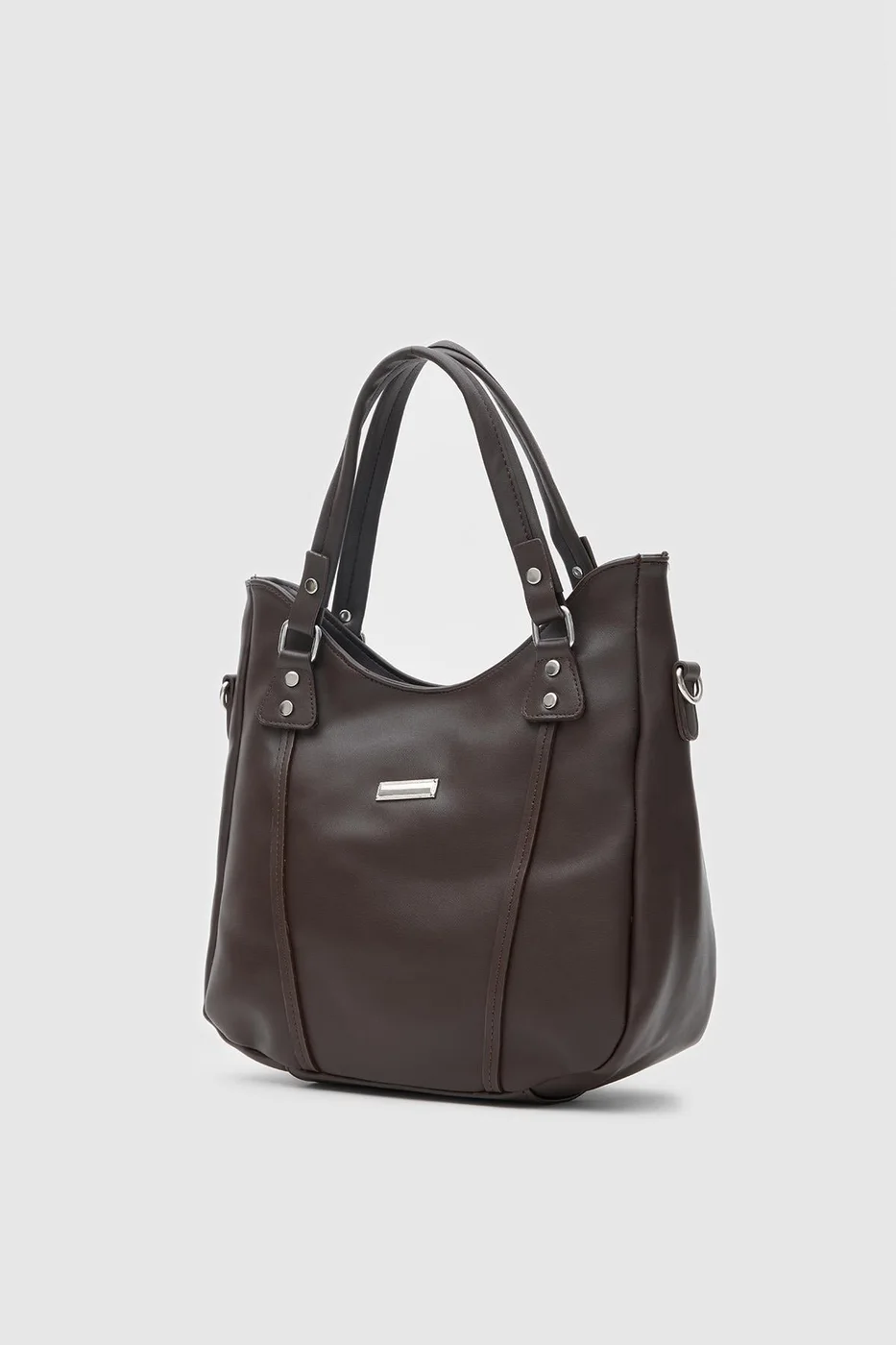 faux leather shoulder bag faux leather shoulder bag in dark brown
