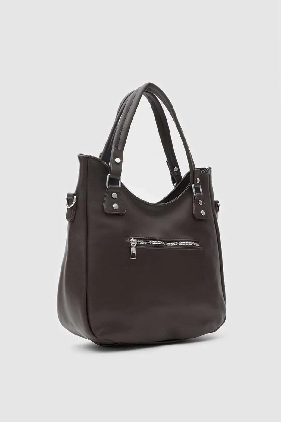 faux leather shoulder bag faux leather shoulder bag in dark brown