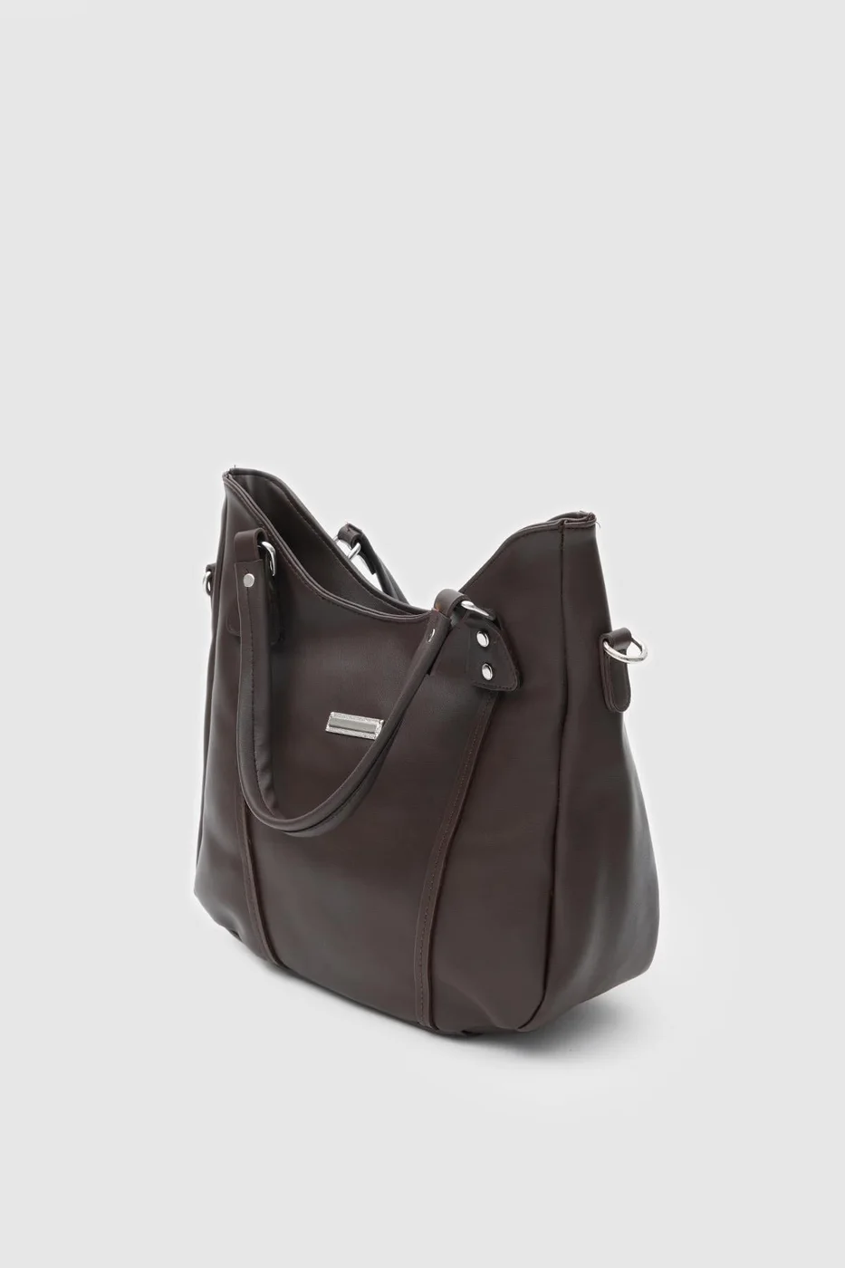 faux leather shoulder bag faux leather shoulder bag in dark brown