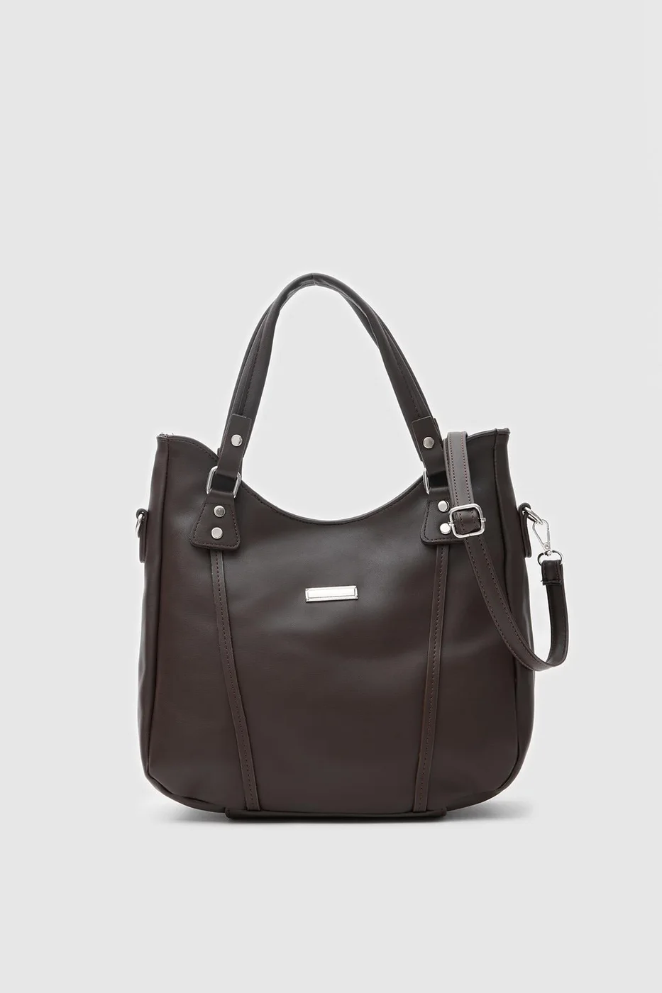 faux leather shoulder bag faux leather shoulder bag in dark brown