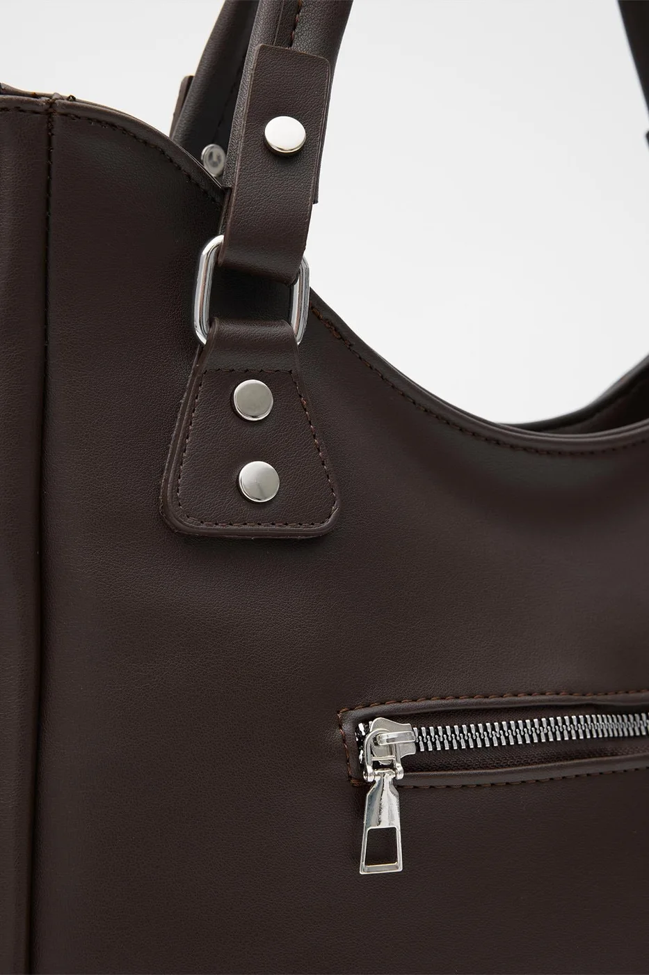faux leather shoulder bag faux leather shoulder bag in dark brown