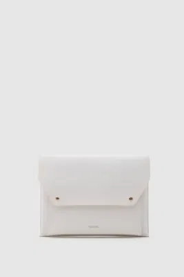 faux leather laptop bag in cream