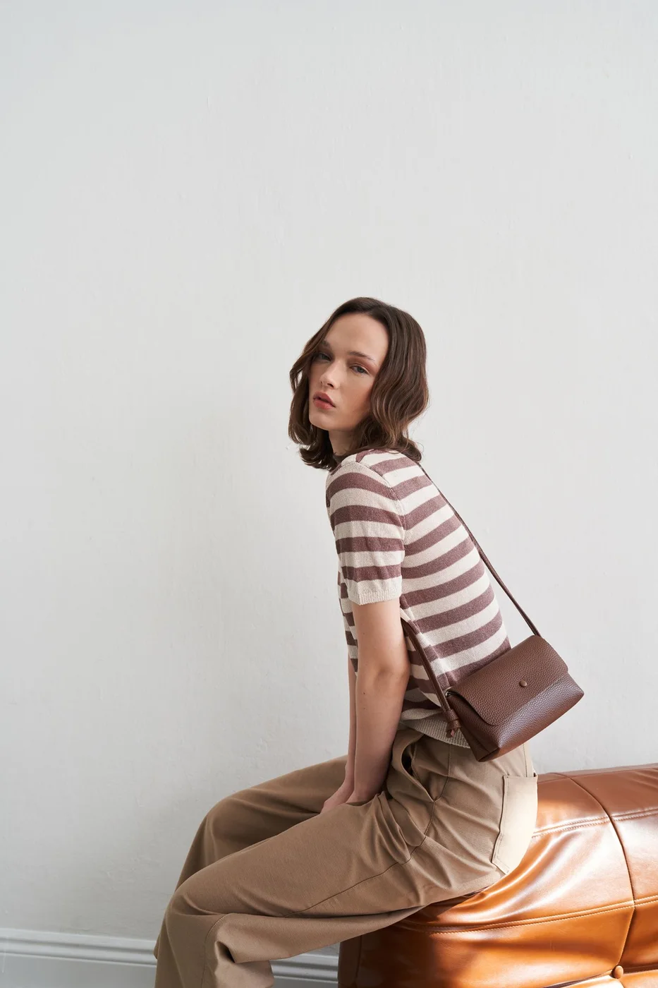 Faux leather shoulder bag set Faux leather shoulder bag set in tan