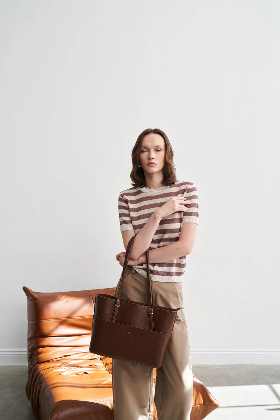 Faux leather shoulder bag set Faux leather shoulder bag set in tan