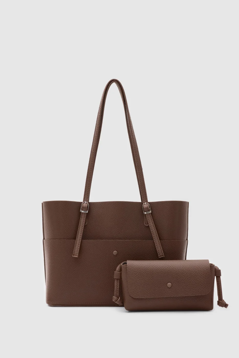 Faux leather shoulder bag set Faux leather shoulder bag set in tan