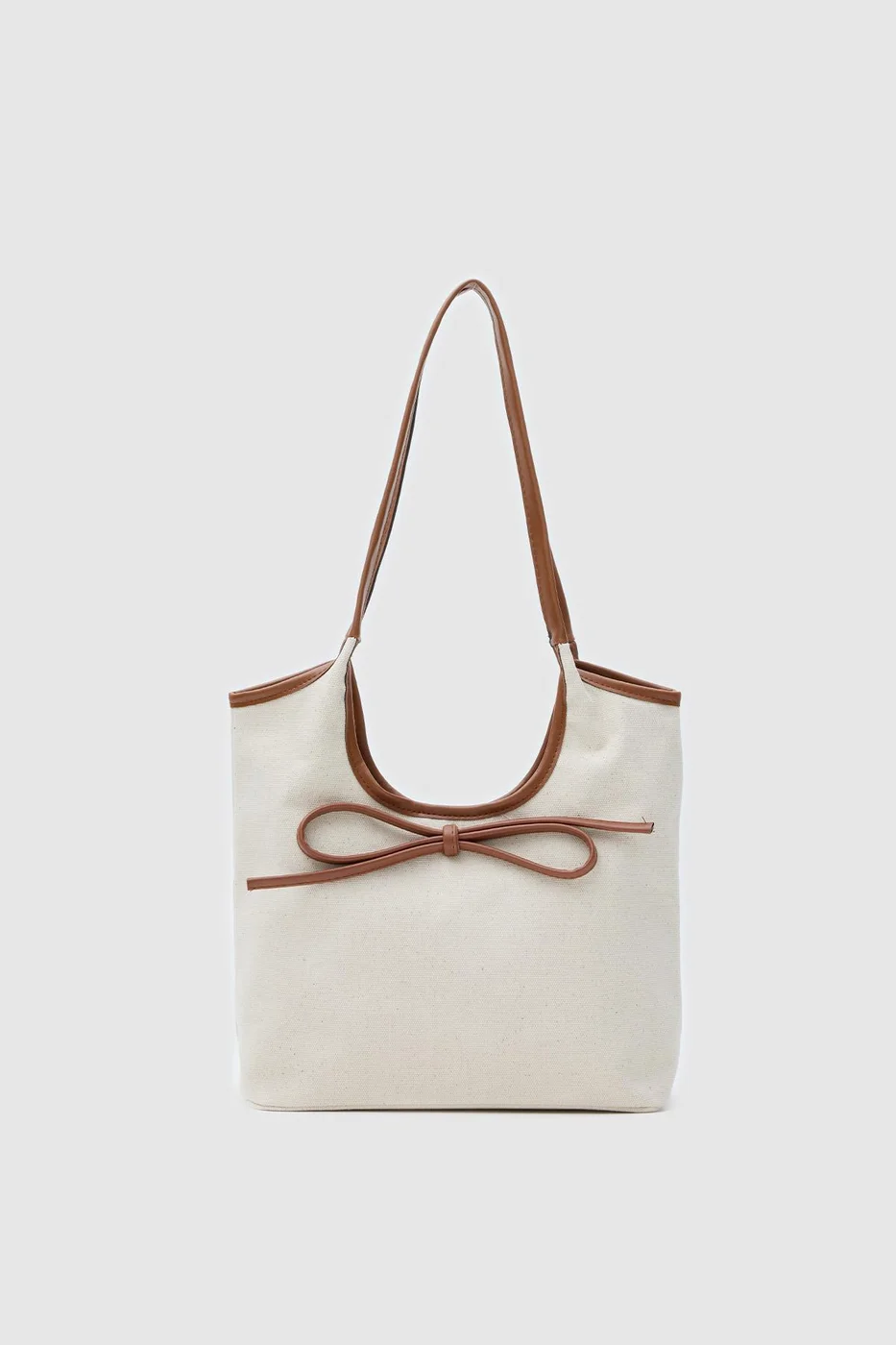 Canvas shoulder bag with bow detail Canvas shoulder bag with bow detail in tan