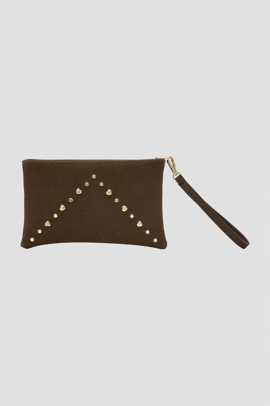 Faux leather clutch bag in brown