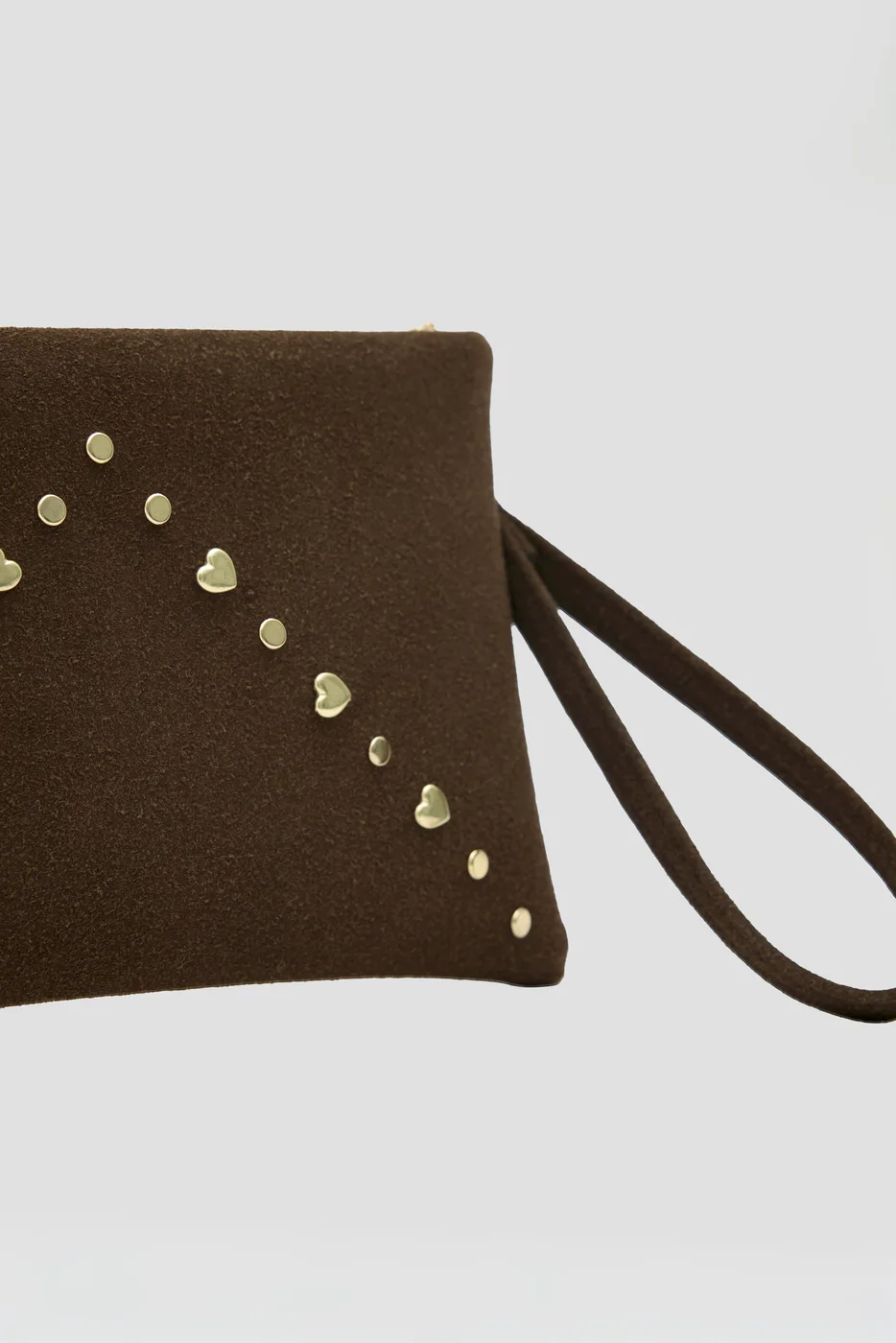 Faux leather clutch bag in brown