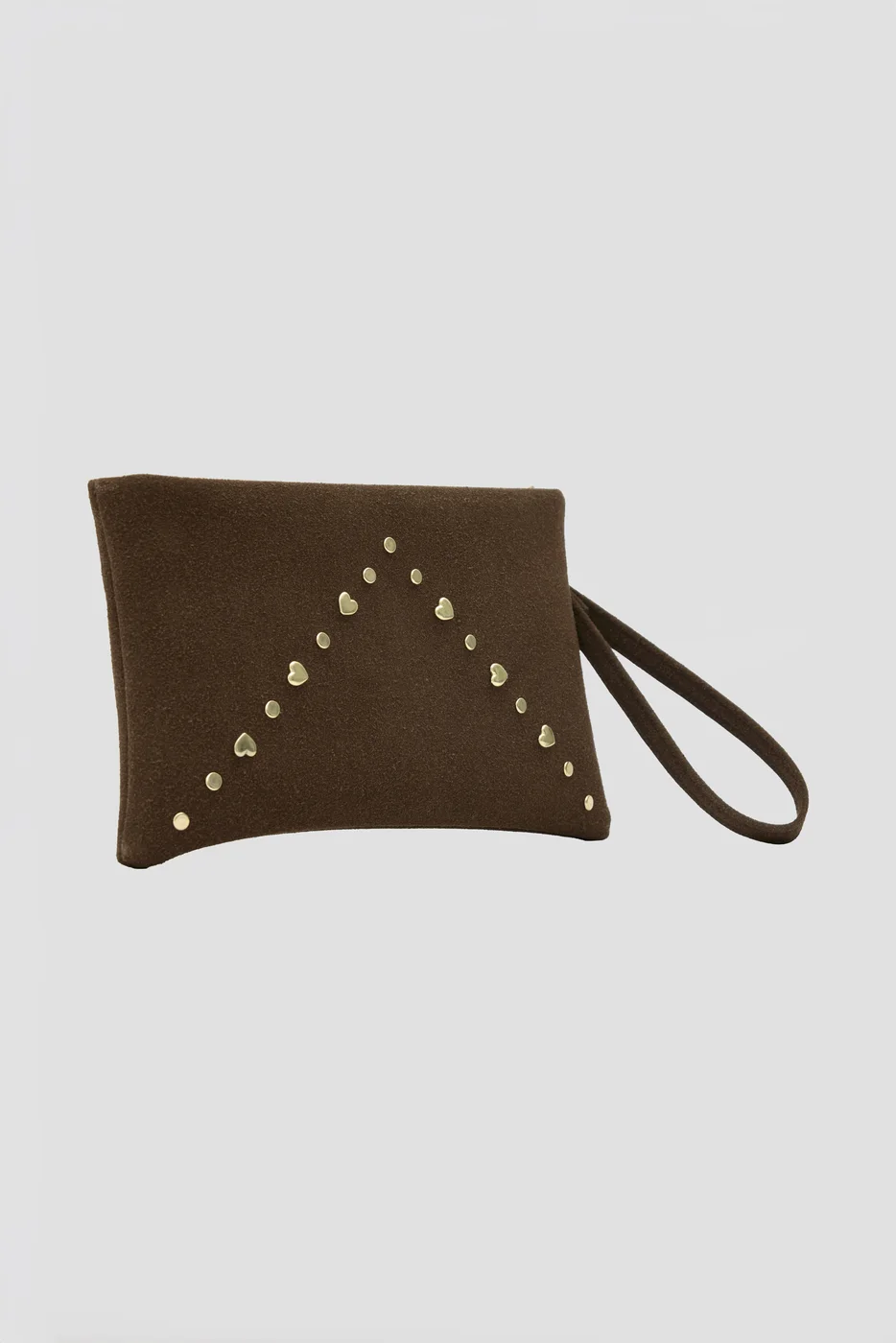 Faux leather clutch bag in brown