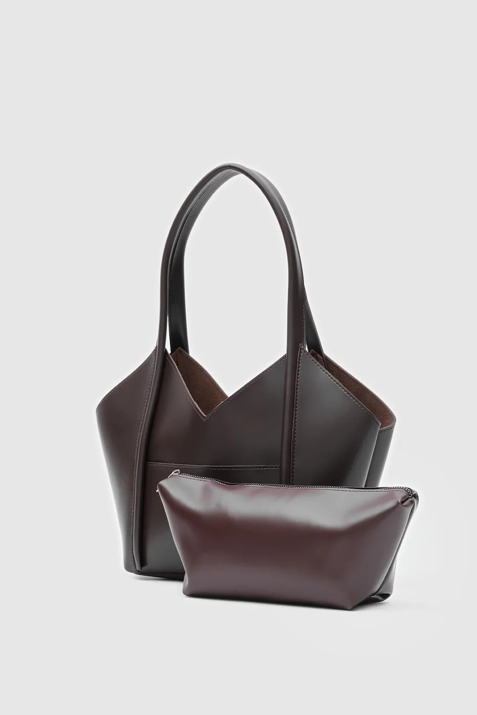 Faux leather shoulder bag Faux leather shoulder bag in dark brown